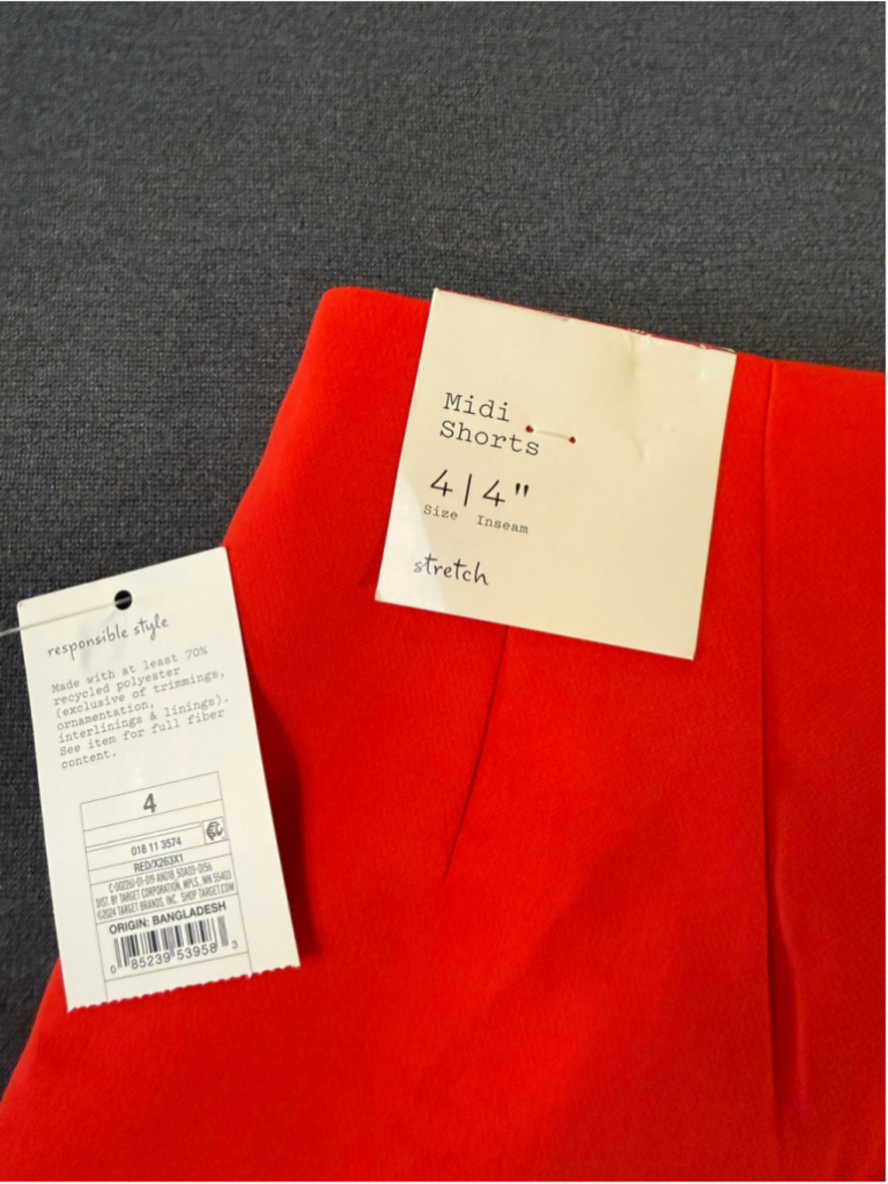 A New Day NWT High Rise Stretch Midi Shorts Orange Red 4 - Picture 3 of 7